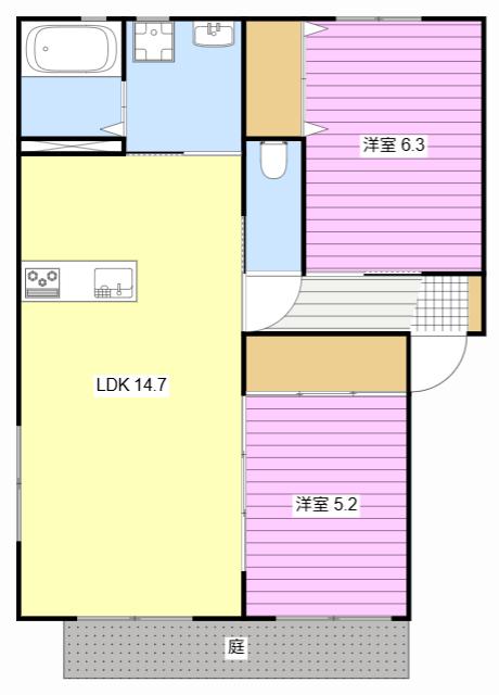 アンジュ(2LDK/2階)の間取り写真