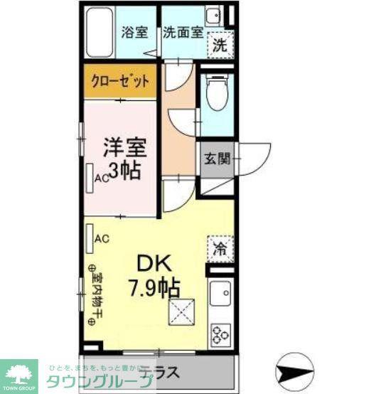 オークビレッジII(1DK/2階)の間取り写真