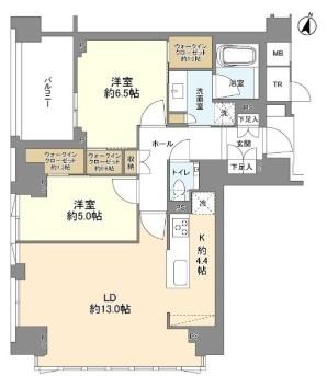 グランリビオ恵比寿(2LDK/3階)の間取り写真