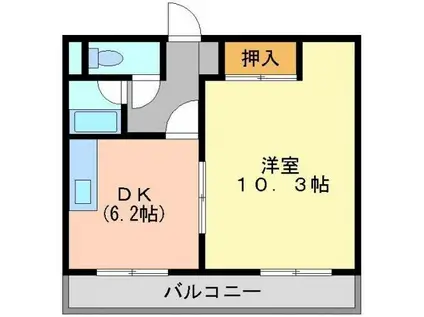 プリエール井原(1DK/2階)の間取り写真