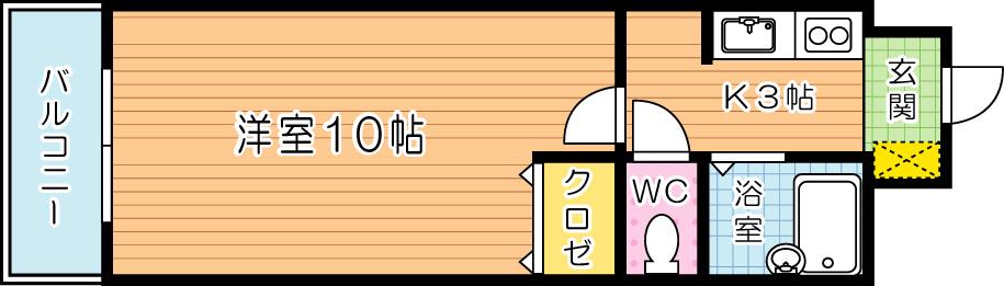 ギャラン南小倉(1K/2階)の間取り写真