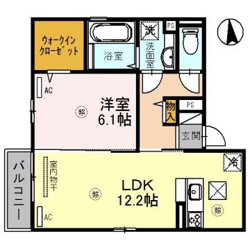 D-MIMOSA(1LDK/1階)の間取り写真