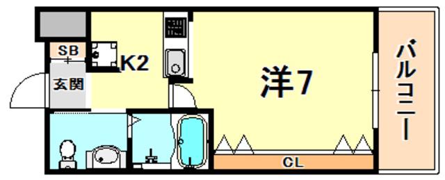 WOB六甲道(ワンルーム/3階)の間取り写真