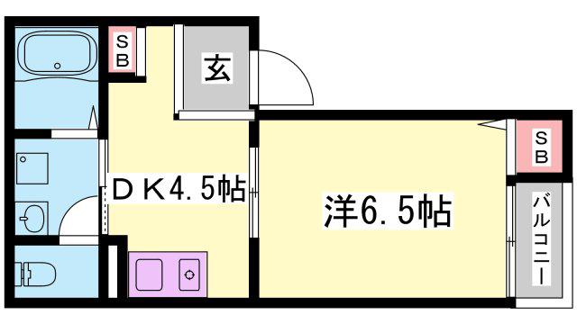 ビーフォレスト姫路ウエスト(1DK/2階)の間取り写真