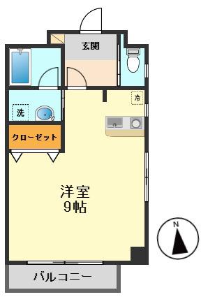ラウンドM(ワンルーム/4階)の間取り写真