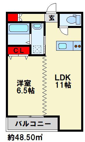 三萩野ビル(1LDK/3階)の間取り写真