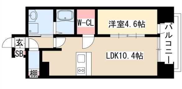 プレサンス久屋大通セントラルパーク(1LDK/7階)の間取り写真
