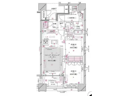 オーパスレジデンス銀座イースト(2LDK/6階)の間取り写真