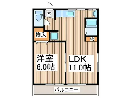 八番地コーポ A棟(1LDK/2階)の間取り写真