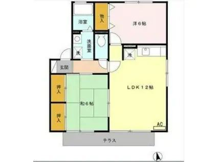 ロイヤルガーデン野口(2LDK/1階)の間取り写真