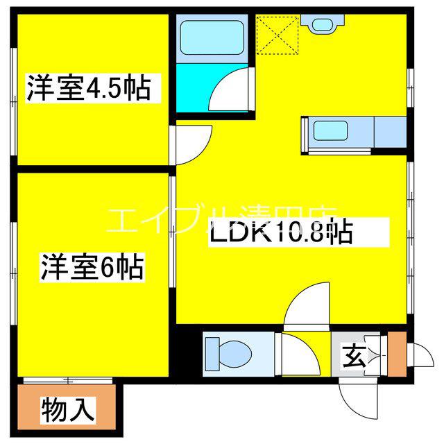 コーポ62(2LDK/1階)の間取り写真