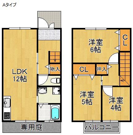 サンピア・エイコー1号棟・2号棟(3LDK/1階)の間取り写真