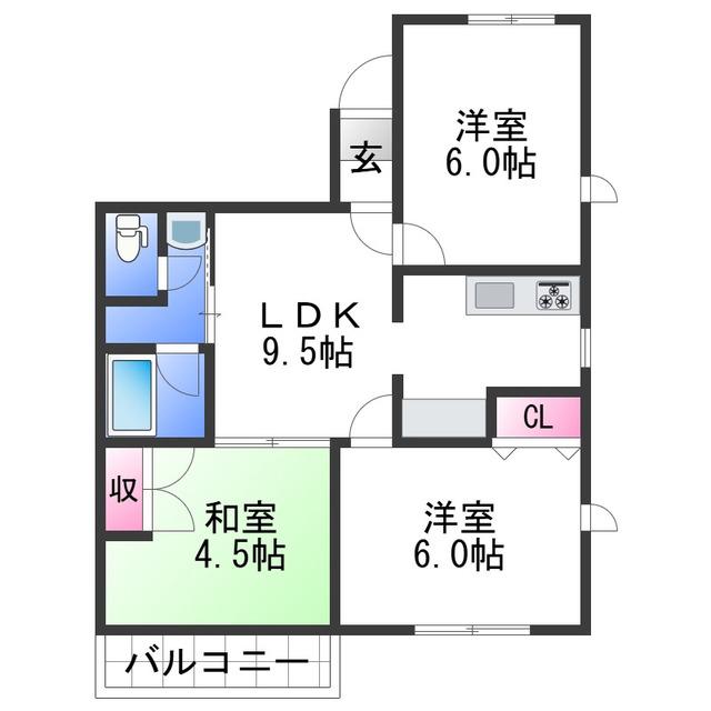 ガーデンコート中之島(3LDK/1階)の間取り写真