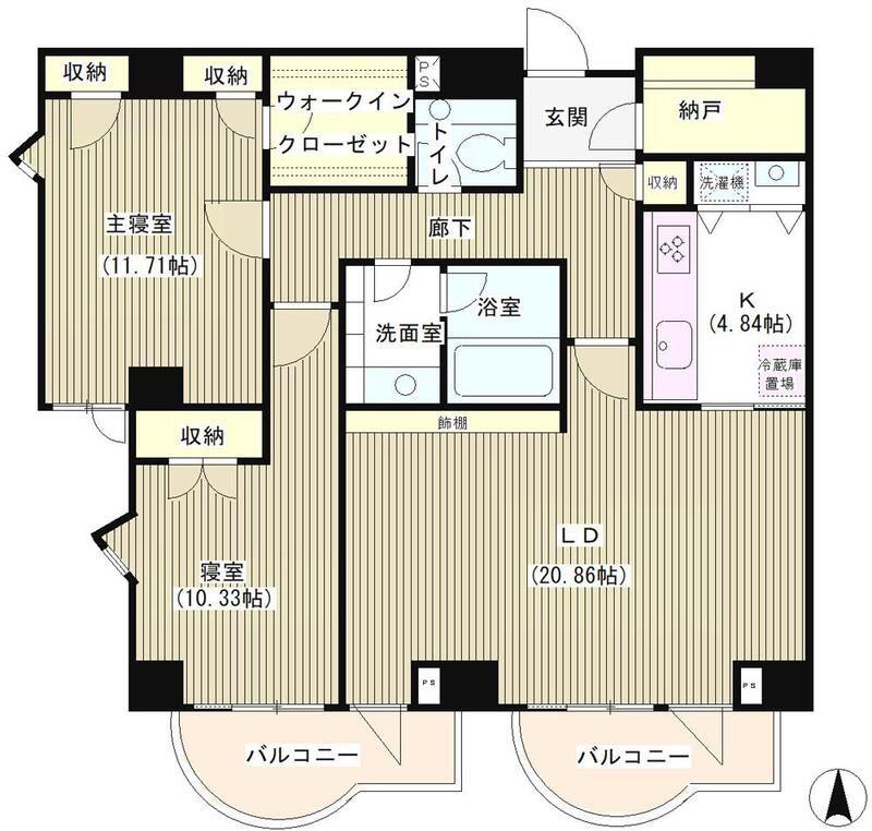 三番町ハウス(2LDK/2階)の間取り写真
