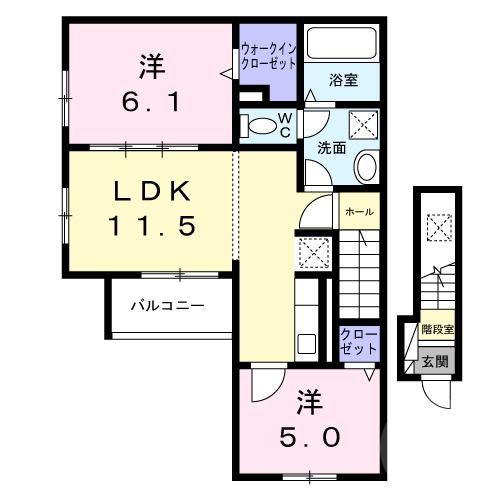 SALLIER(2LDK/2階)の間取り写真