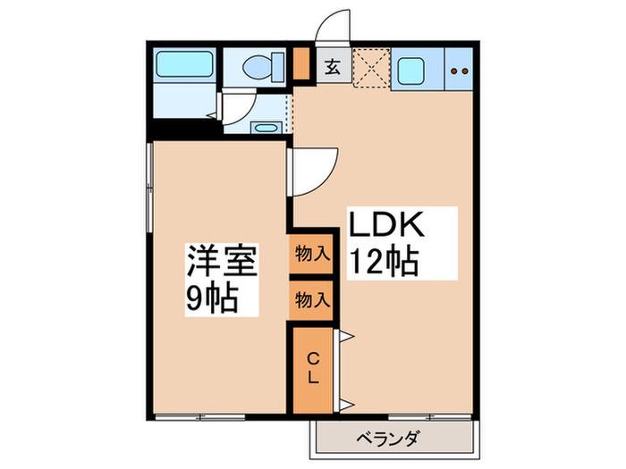 柳下ハイツ(1LDK/2階)の間取り写真