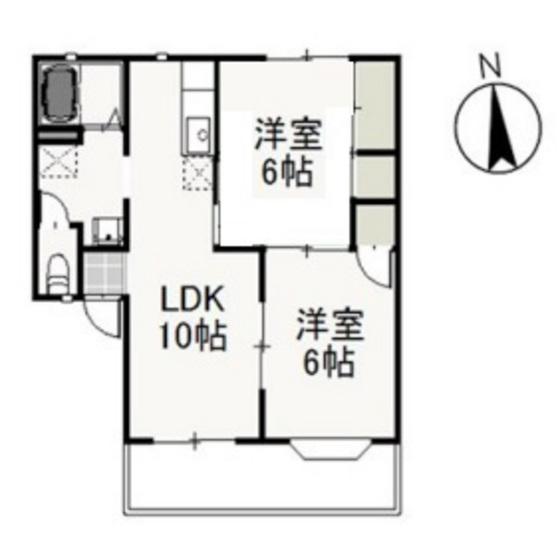 グラシア妹尾(2LDK/1階)の間取り写真