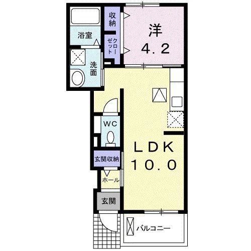 メゾン・ド・クレール B(1LDK/1階)の間取り写真