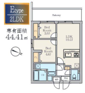 ALIVIS篠崎(2LDK/6階)の間取り写真