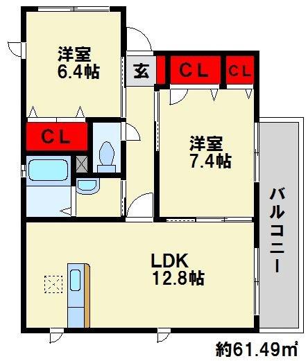 メゾンオリヴィエ(2LDK/1階)の間取り写真