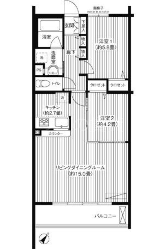 シエールグラン上池台(2LDK/3階)の間取り写真