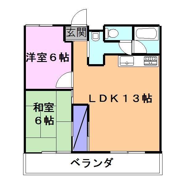 長谷川マンション/3F(2LDK/3階)の間取り写真