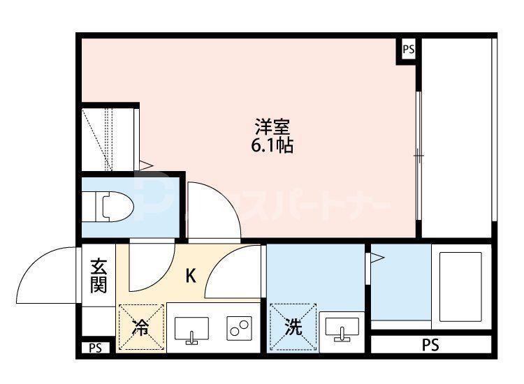 ROBOT HOME六町(1K/3階)の間取り写真