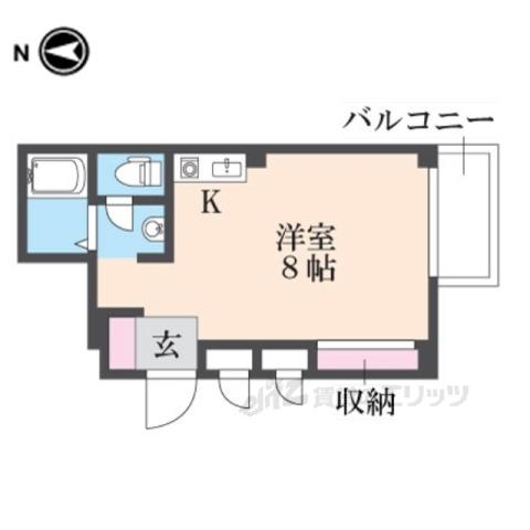 ツイン東生駒1号館(ワンルーム/3階)の間取り写真
