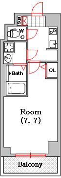 S-RESIDENCE難波イースト(1K/15階)の間取り写真