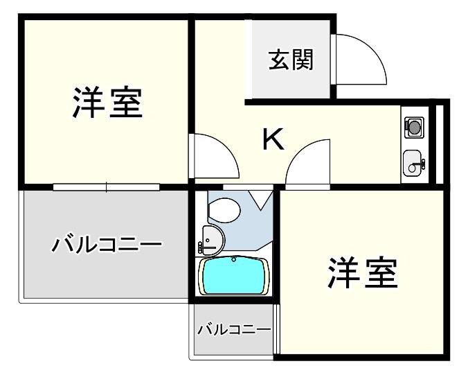 アメニティ東神戸(2K/3階)の間取り写真