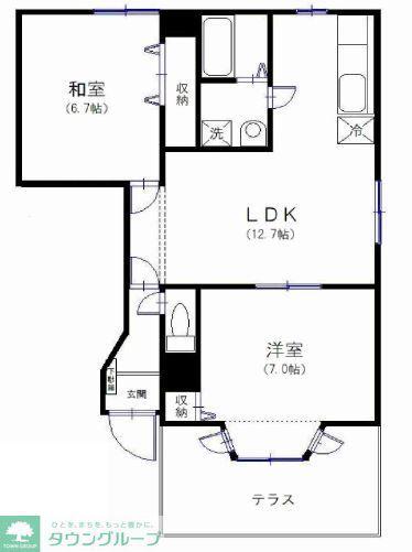 オークガーデン(2LDK/1階)の間取り写真