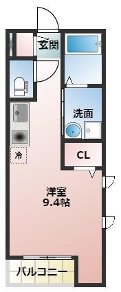 エスポワール樹(ワンルーム/2階)の間取り写真