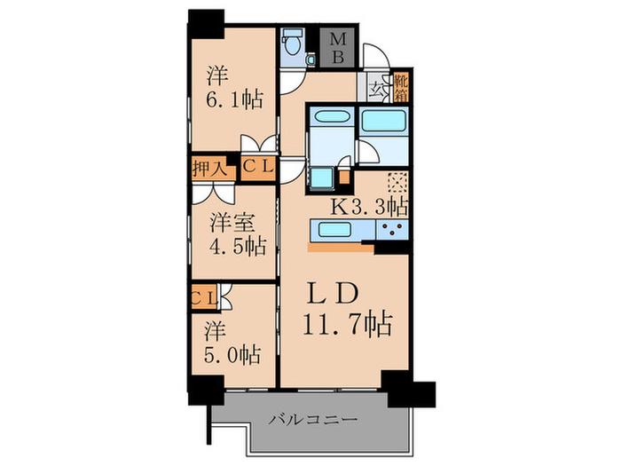 シエリア京都四条河原町(3LDK/10階)の間取り写真