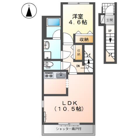 ヴェルジェV(1LDK/2階)の間取り写真