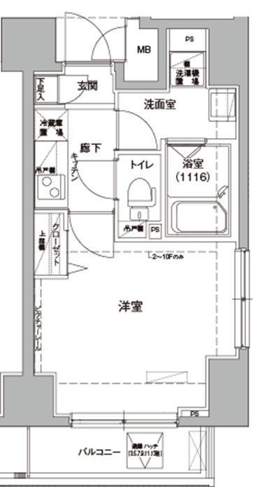 ロメック錦糸町(1K/4階)の間取り写真