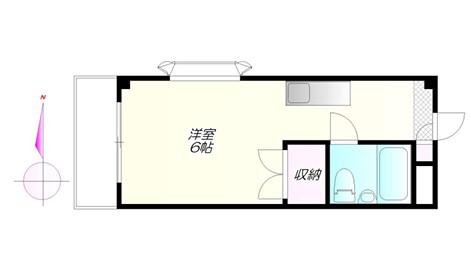 ベルメゾン片岡(ワンルーム/2階)の間取り写真