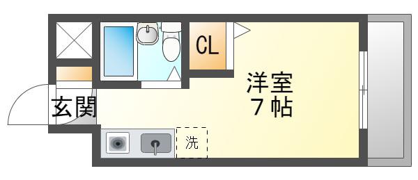 スプリングヒルズ(ワンルーム/1階)の間取り写真