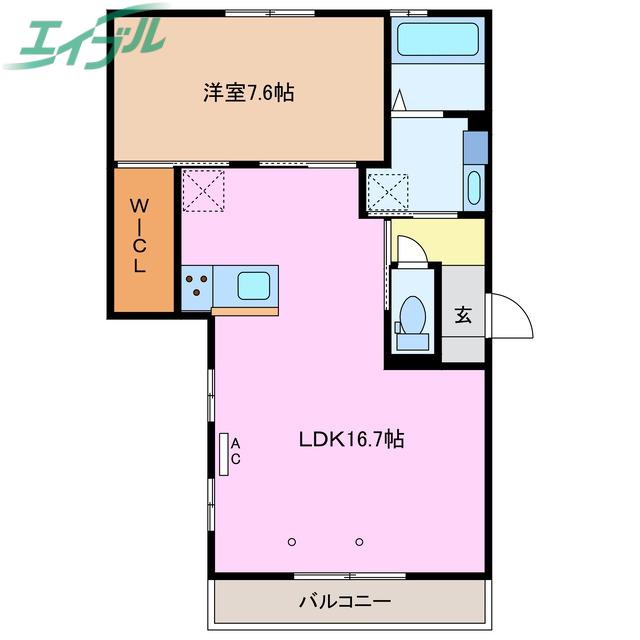 APLUSIOR西阿倉川(1LDK/3階)の間取り写真