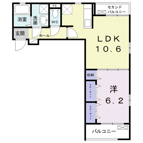 エスプリV(1LDK/2階)の間取り写真