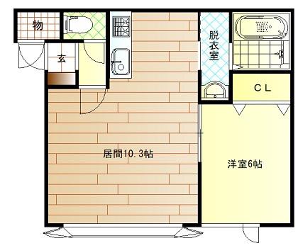 BLEU SAULE C(1LDK/1階)の間取り写真