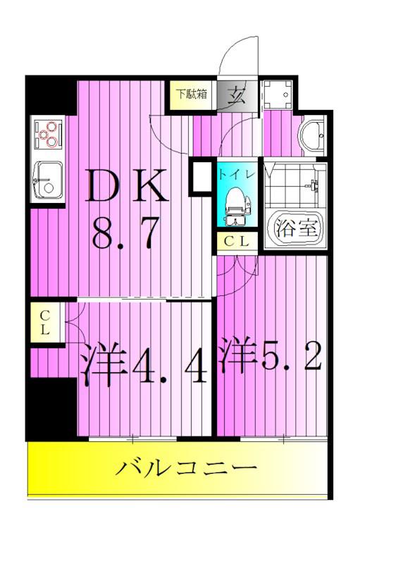 ALIVIS五反野(2DK/12階)の間取り写真