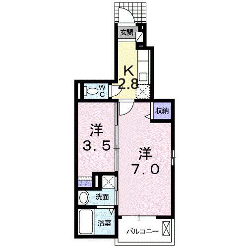 プリマ・クラッセ(1SK/1階)の間取り写真
