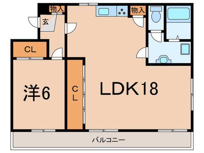 ヒルズKD(1LDK/3階)の間取り写真