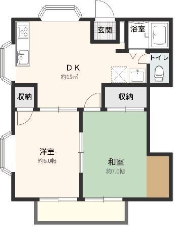 Kハイツ(2DK/2階)の間取り写真