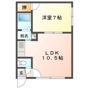 Mハイツ中島2(1LDK/1階)の間取り写真