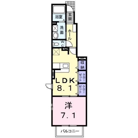 アルドール・K(1LDK/1階)の間取り写真