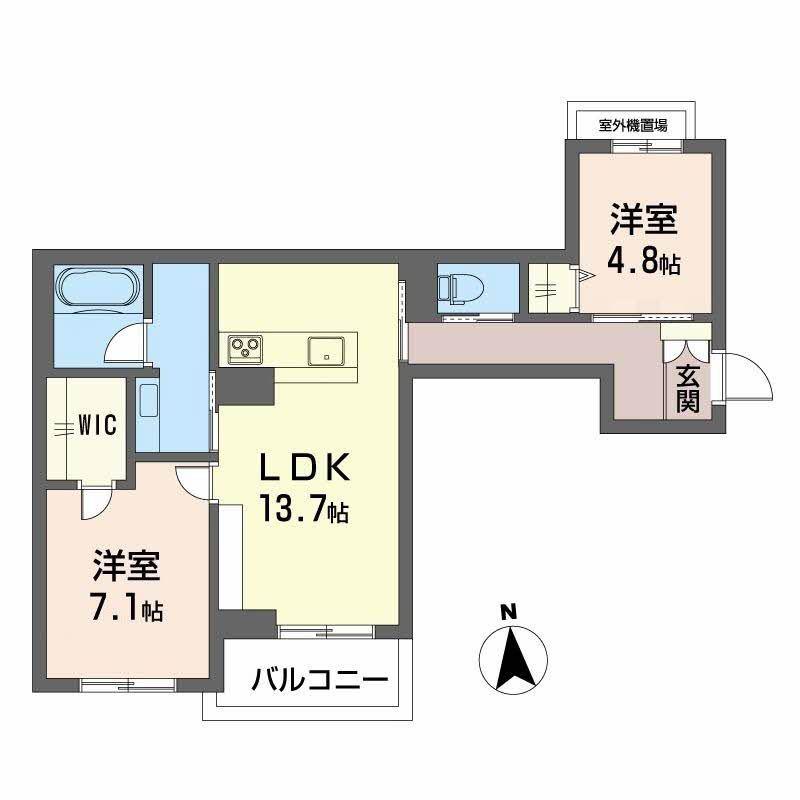 チェルシー 西津田 イースト(2LDK/3階)の間取り写真