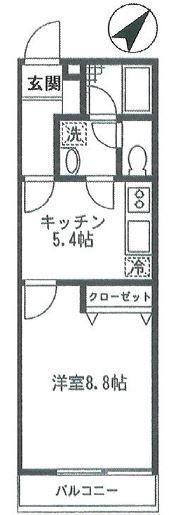 サンヒルズ大倉山(1DK/1階)の間取り写真