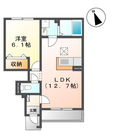 フルラージュ(1LDK/1階)の間取り写真