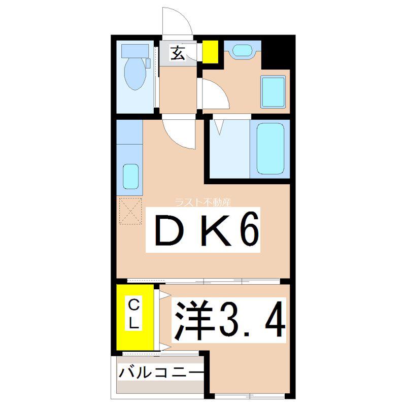 ARIESI(1DK/1階)の間取り写真
